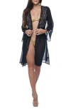 Ranee's Ranees Net Embellished Cover-up Duster In Black