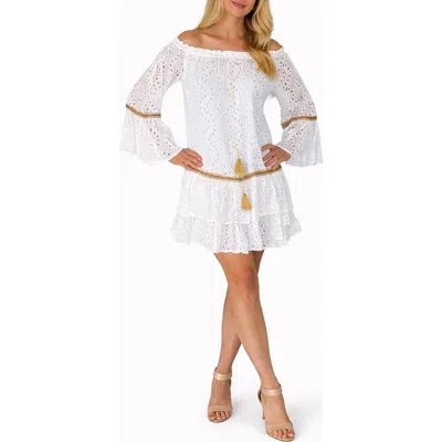 Ranee's Ranees Off The Shoulder Eyelet Cover-up Dress In White