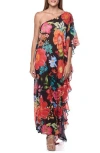 Ranee's Ranees One-shoulder Cover-up Maxi Dress In Black