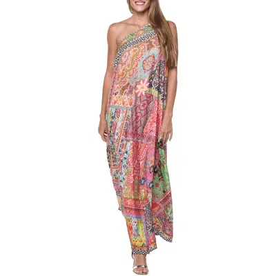 Ranee's Ranees One-shoulder Cover-up Maxi Dress In Pink