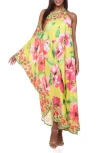 Ranee's Ranees One-shoulder Cover-up Maxi Dress In Yellow