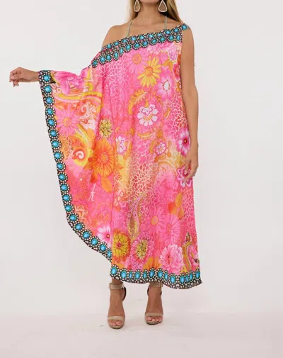 Ranee's One Shoulder Kaftan Dress In Pink