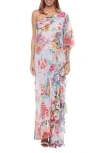 Ranee's Ranees One Shoulder Ruffle Dress In Multi