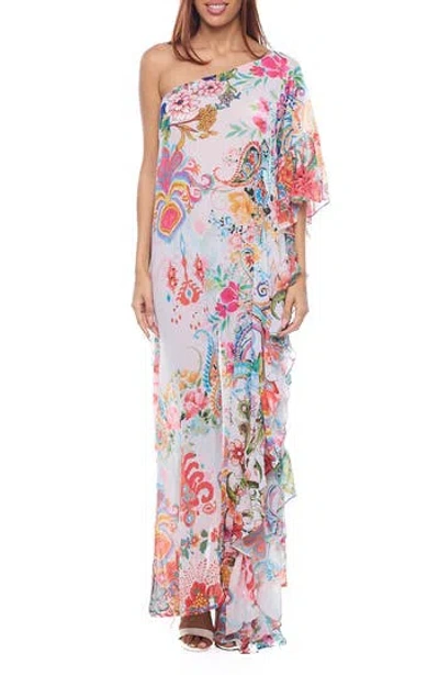 Ranee's Ranees One Shoulder Ruffle Dress In Multi