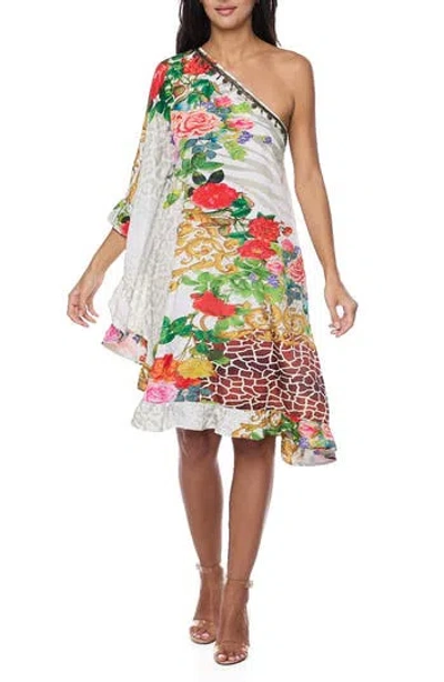 Ranee's Ranees One-shoulder Ruffle Dress In Multi
