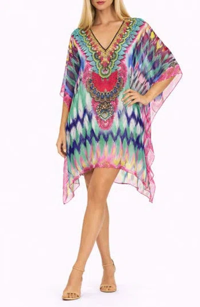 Ranee's Ranees Ornate Print Poncho In Blue