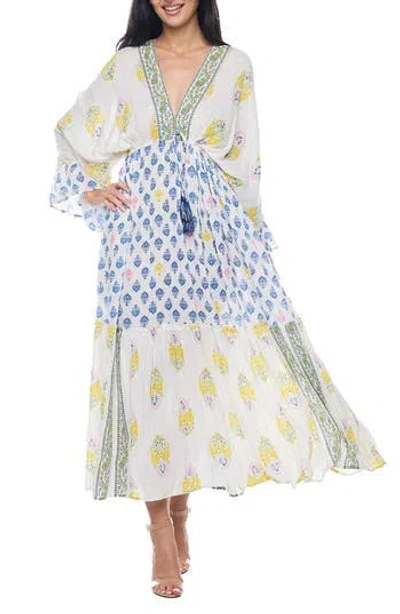 Ranee's Ranees Paisley Plunge Maxi Dress In Blue