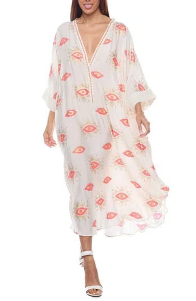 Ranee's Ranees Plunge Long Sleeve Maxi Dress In White