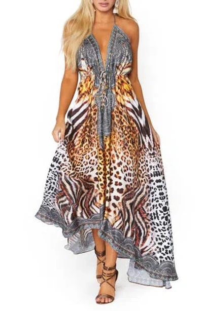 RANEE'S RANEES PLUNGE NECK HALTER MAXI DRESS