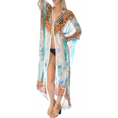 Ranee's Ranees Print Cover-up Duster In Red