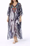Ranee's Ranees Print V-neck Maxi Caftan In Multi