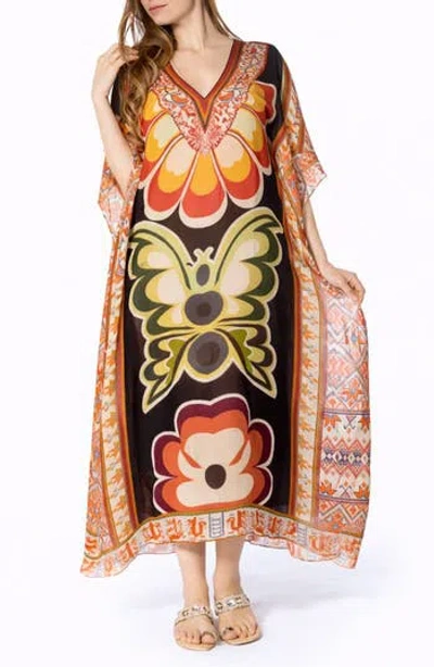 Ranee's Ranees Print V-neck Maxi Caftan In Multi