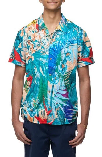 Ranee's Ranees Printed Camp Shirt In Blue