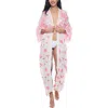 Ranee's Ranees Printed Long Sleeve Duster In Pink