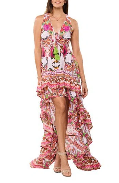 Ranee's Ranees Ruffle High/low Maxi Dress In Pink
