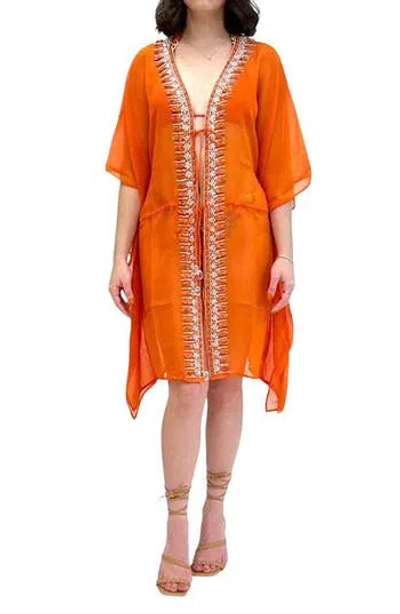 Ranee's Ranees Sexy Embellished Coverup In Orange