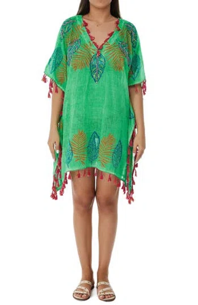 Ranee's Ranees Short Cotton Poncho In Green