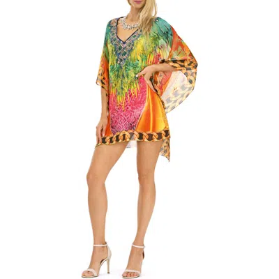 Ranee's Ranees Short Cover-up Poncho In Multi