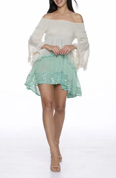 Ranee's Ranees Smocked Minidress In Blue