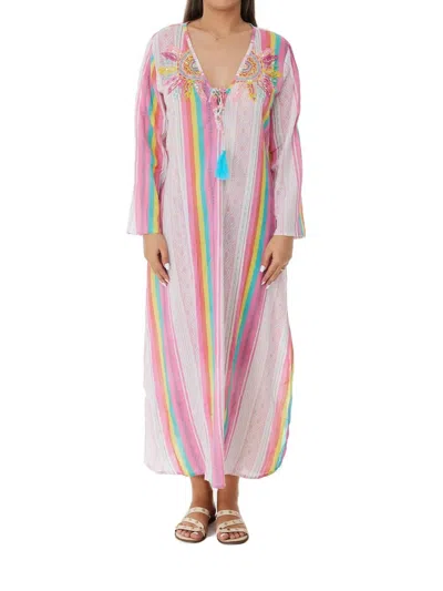 Ranee's Surfer Girl Beach Tunic In Multi In Pink