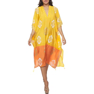 Ranee's Ranees Tassel Caftan In Yellow