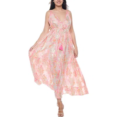 Ranee's Ranees Tassel Cotton Maxi Sundress In Pink