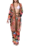 Ranee's Ranees Tie Waist Longline Cover-up Cape In Black