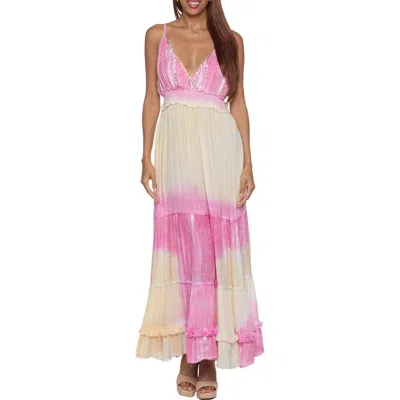 Ranee's Ranees Tiered Maxi Dress In Pink