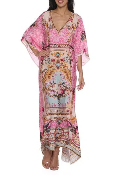 Ranee's Ranees V-neck Cotton Caftan In Multi