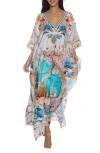 Ranee's Ranees V-neck Cotton Caftan In Multi