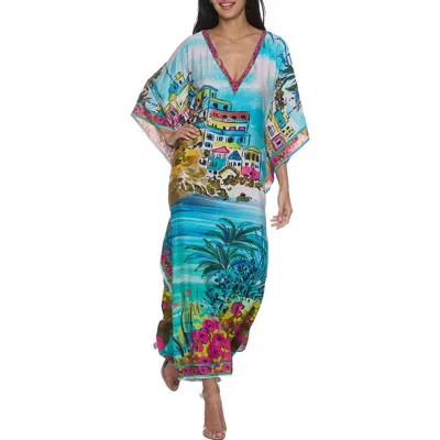 Ranee's Ranees V-neck Cotton Caftan In Multi