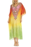 Ranee's Ranees V-neck Long Caftan In Multi