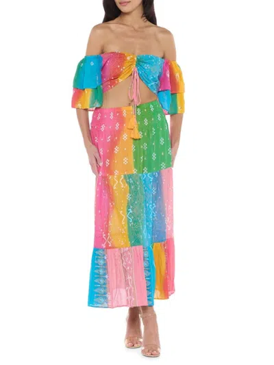 Ranee's Women's 2-piece Patchwork Crop Top & Maxi Skirt Set In Neutral