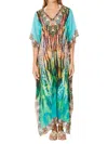 Ranee's Women's Animal Print Cover Up Caftan In Teal