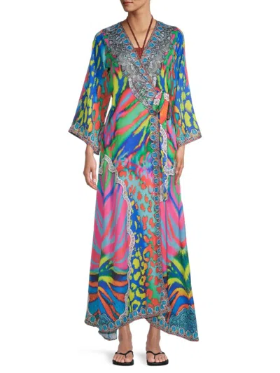 Ranee's Women's Animal-print Kimono Cover-up In Multi