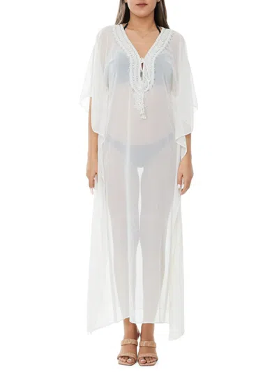 Ranee's Women's Embellished Cover Up Caftan In White