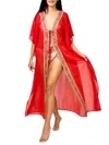 Ranee's Women's Embellished Cover Up Duster In Coral