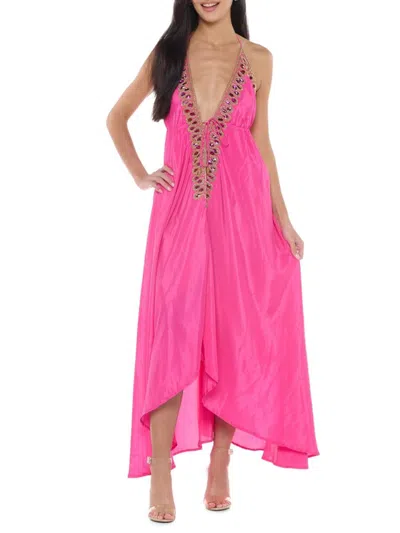 Ranee's Women's Embellished Halter Maxi Dress In Pink