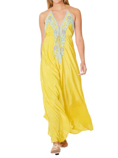 Ranee's Women's Embellished Halter Maxi Dress In Yellow
