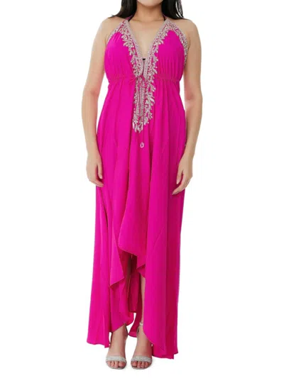 Ranee's Women's Embellished Halterneck Cover Up Dress In Pink