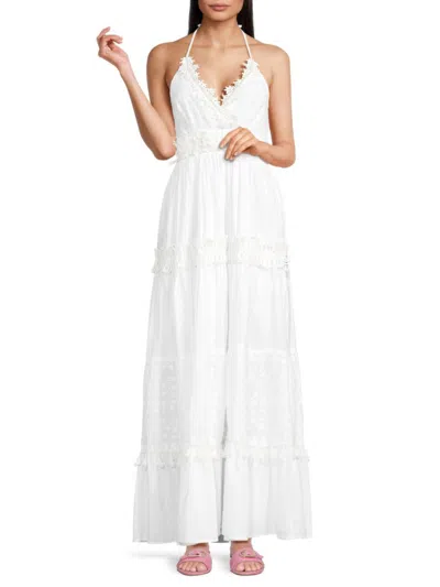 Ranee's Women's Eyelet Tiered Maxi Dress In White