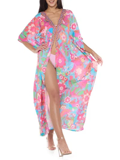 Ranee's Women's Floral Duster Cover Up In Pink