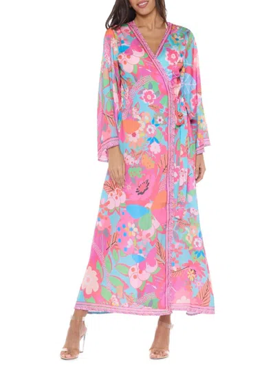 Ranee's Women's Floral Duster Cover Up In Pink