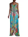 Ranee's Women's Floral Halter Maxi Coverup Dress In Baby Blue