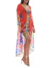 Ranee's Women's Floral Kimono Cover Up In Red