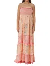 RANEE'S WOMEN'S FLORAL SMOCKED MAXI BEACH COVERUP