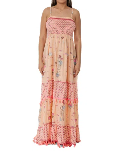 Ranee's Women's Floral Smocked Maxi Beach Coverup In Salmon