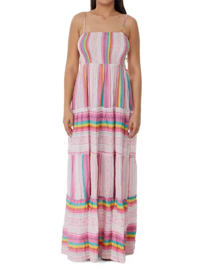Ranee's Women's Floral Tie-shoulder Tiered Maxi Cover-up Dress In Pink