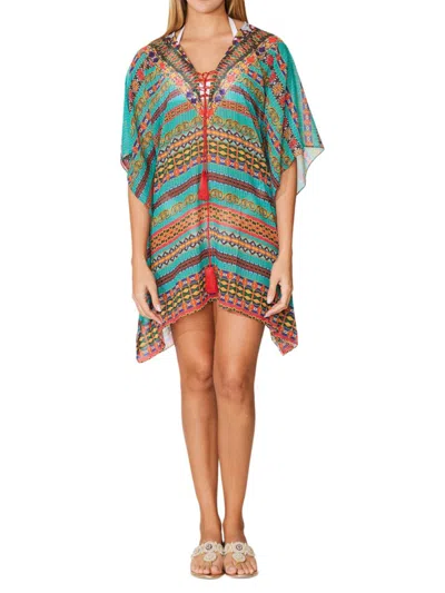 Ranee's Women's Geometric Caftan Coverup In Green