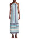 RANEE'S WOMEN'S GEOMETRIC PRINT MAXI HALTER DRESS